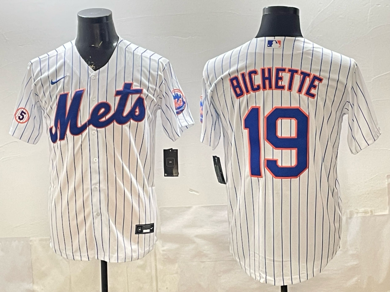 Men MLB New York Mets #19 Bo Bichette white Nike jersey 003